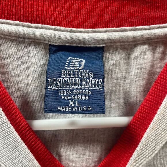 Vintage 90s Shirt Mens Extra Large Gray Red Single Stitch Made In USA Cotton - Picture 12 of 16